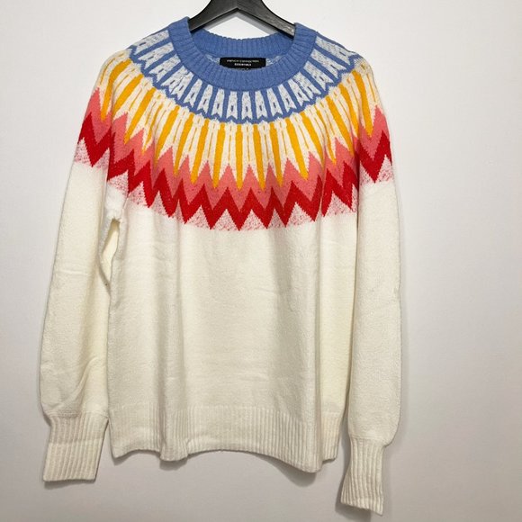 French Connection Essentials Women's Long Sleeve Ivory Fair Isle Sweater… - Picture 7 of 7